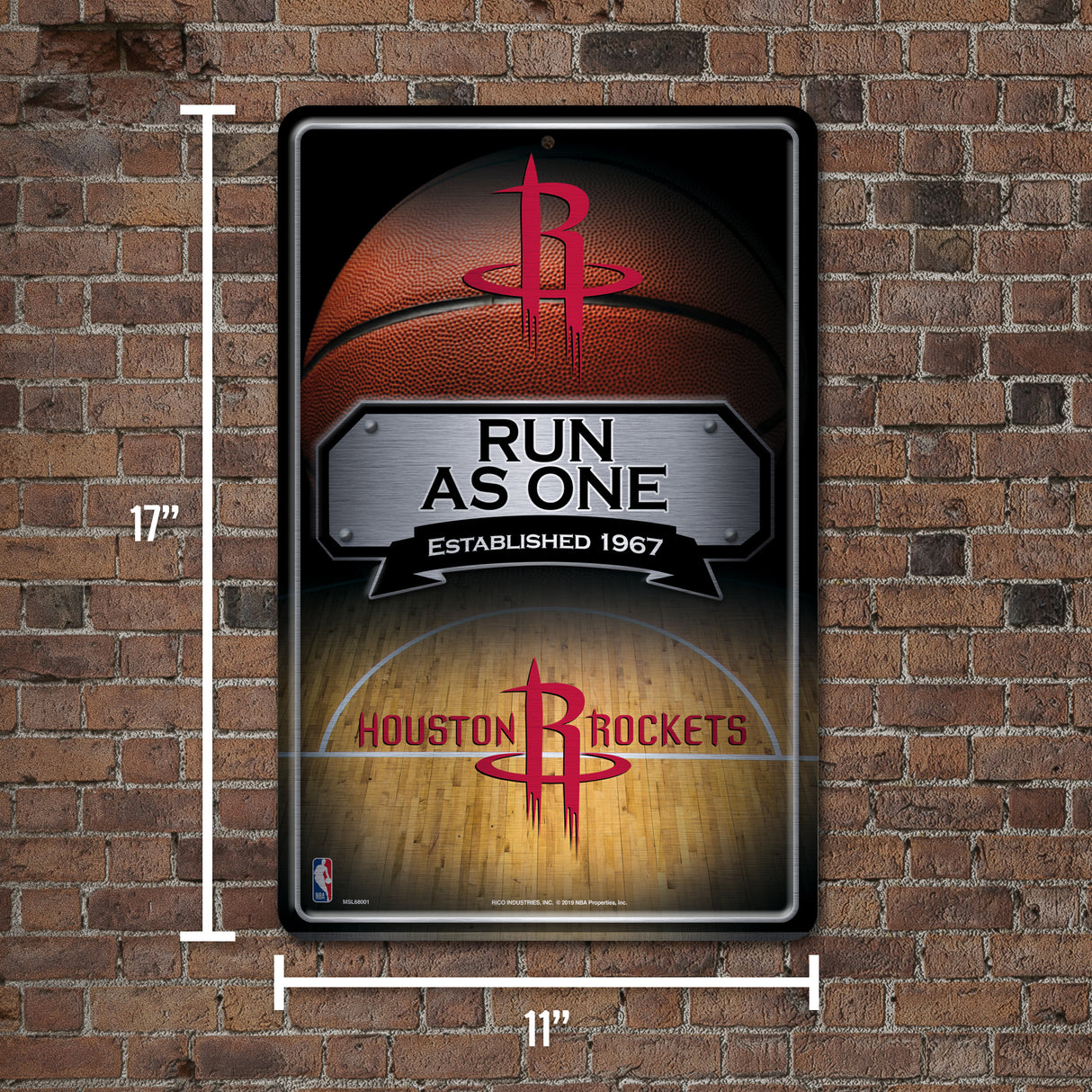 NBA Houston Rockets Large Metal Sign Fan Gear NBA Houston Rockets