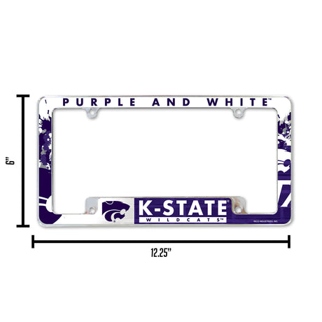 NCAA Kansas State Wildcats - KSU All Over Chrome License Plate Frame Fan Gear NCAA Kansas State Wildcats