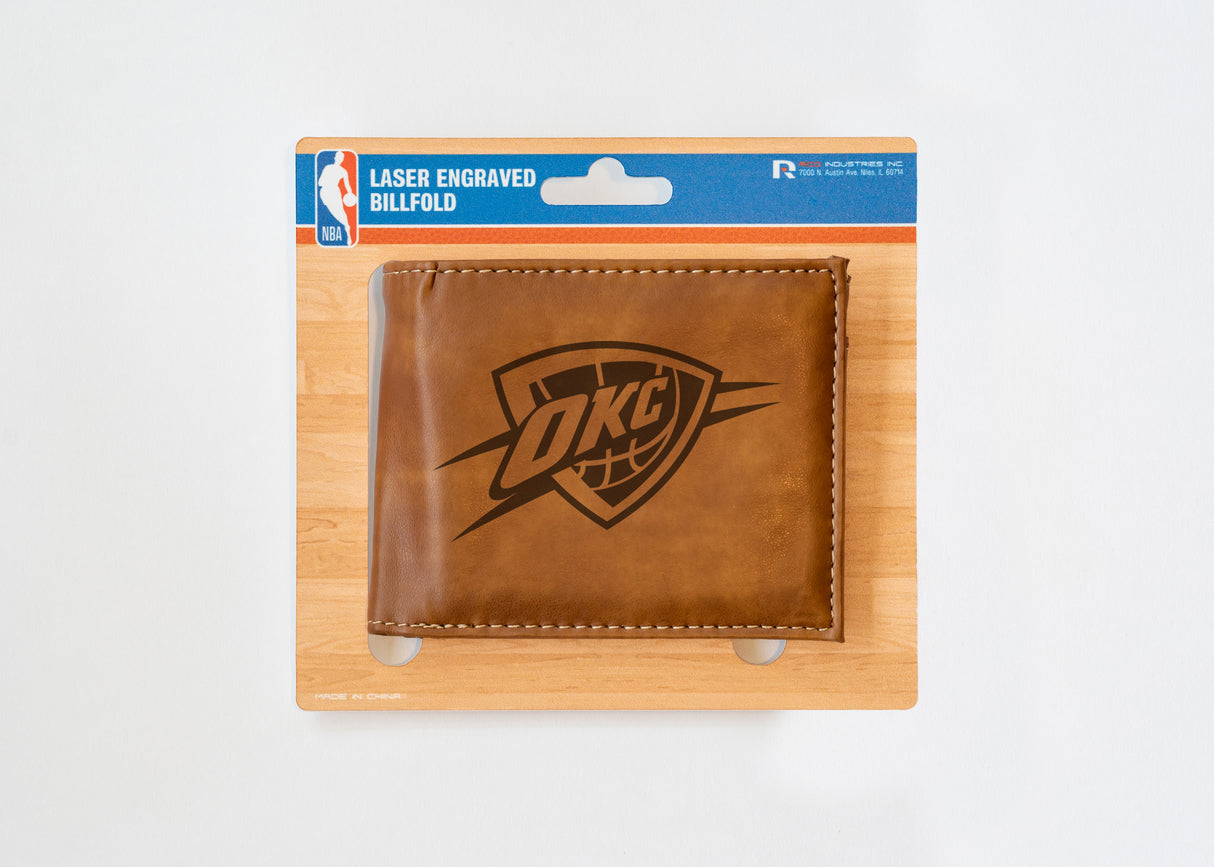 NBA Oklahoma City Thunder Laser Engraved Bill-Fold Fan Gear NBA Oklahoma City Thunder