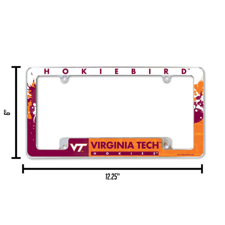 NCAA Virginia Tech Hokies All Over Chrome License Plate Frame Fan Gear NCAA Virginia Tech Hokies
