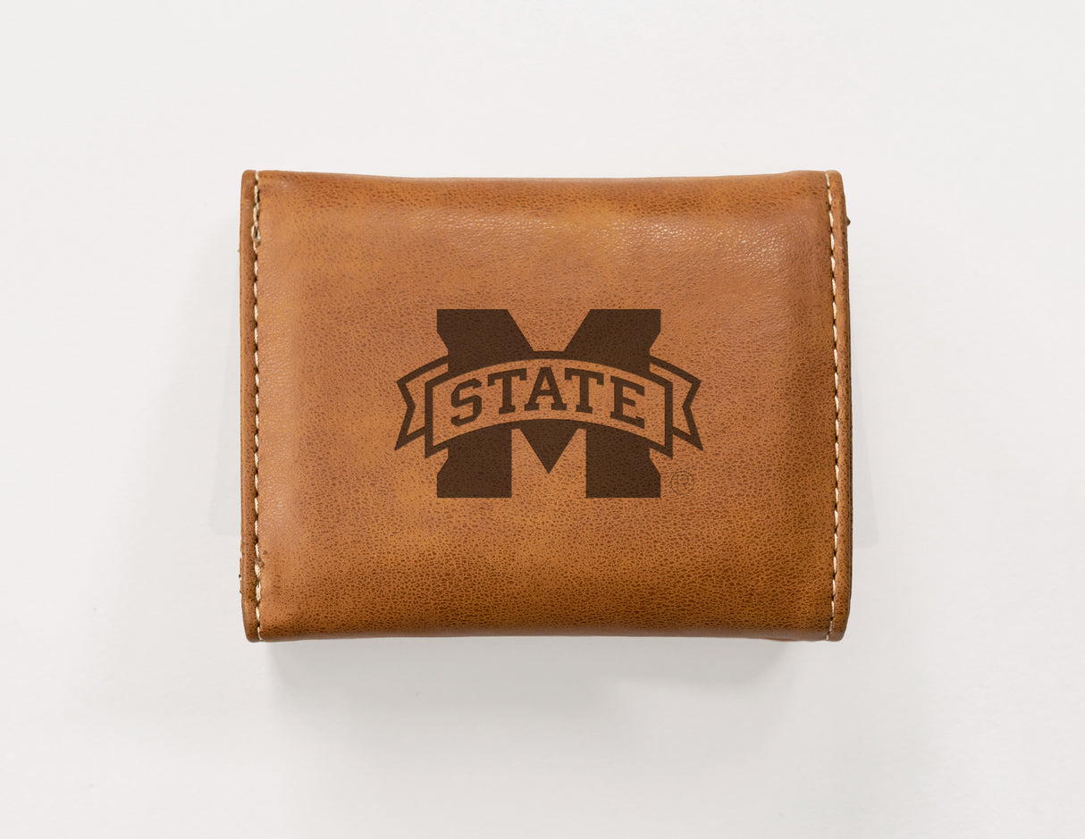 NCAA Mississippi State Bulldogs Laser Engraved Tri-Fold Wallet Fan Gear NCAA Mississippi State Bulldogs