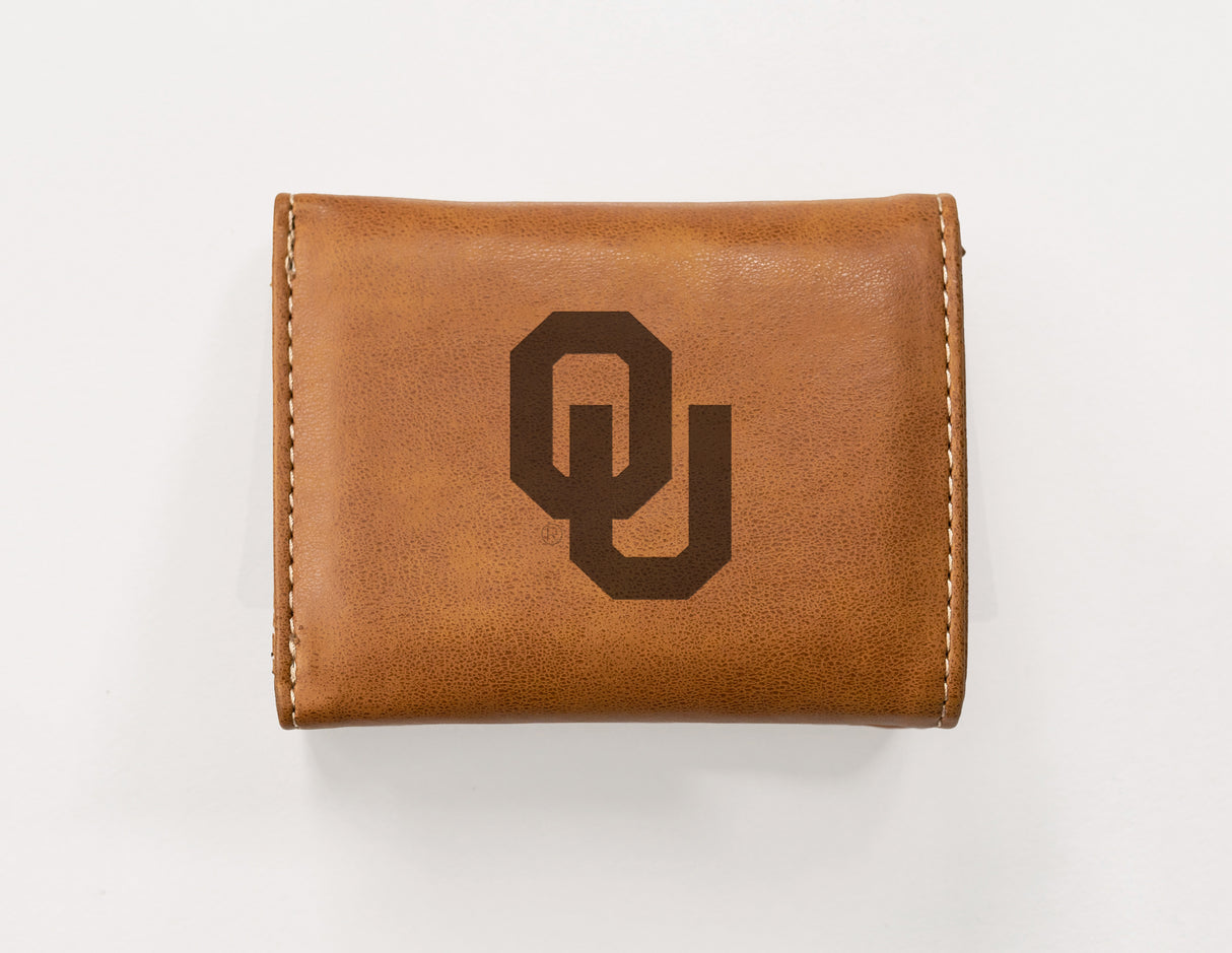 NCAA Oklahoma Sooners Laser Engraved Tri-Fold Wallet Fan Gear NCAA Oklahoma Sooners