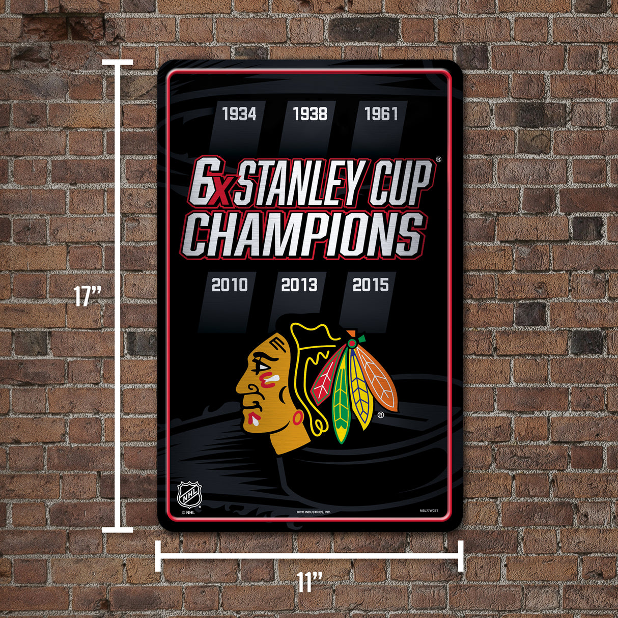 NHL Chicago Blackhawks Large Metal Sign Fan Gear NHL Chicago Blackhawks