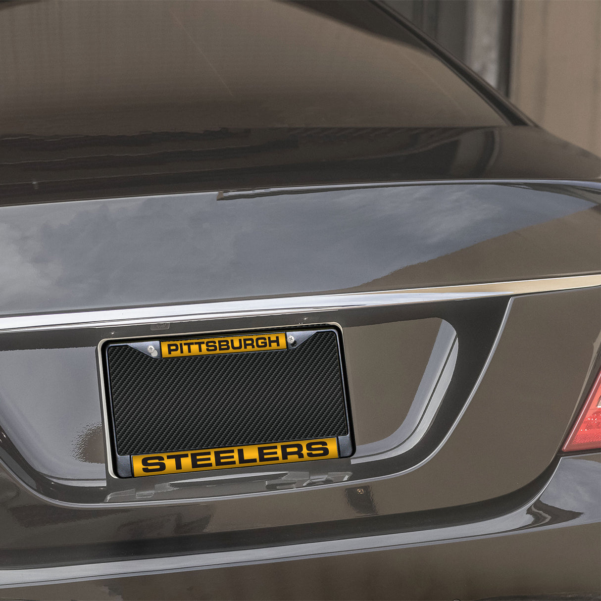 NFL Pittsburgh Steelers Laser Cut Black Chrome License Plate Frame Fan Gear NFL Pittsburgh Steelers