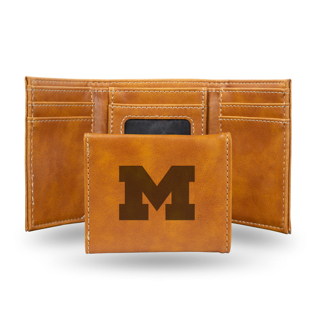 NCAA Michigan Wolverines Laser Engraved Tri-Fold Wallet Fan Gear NCAA Michigan Wolverines