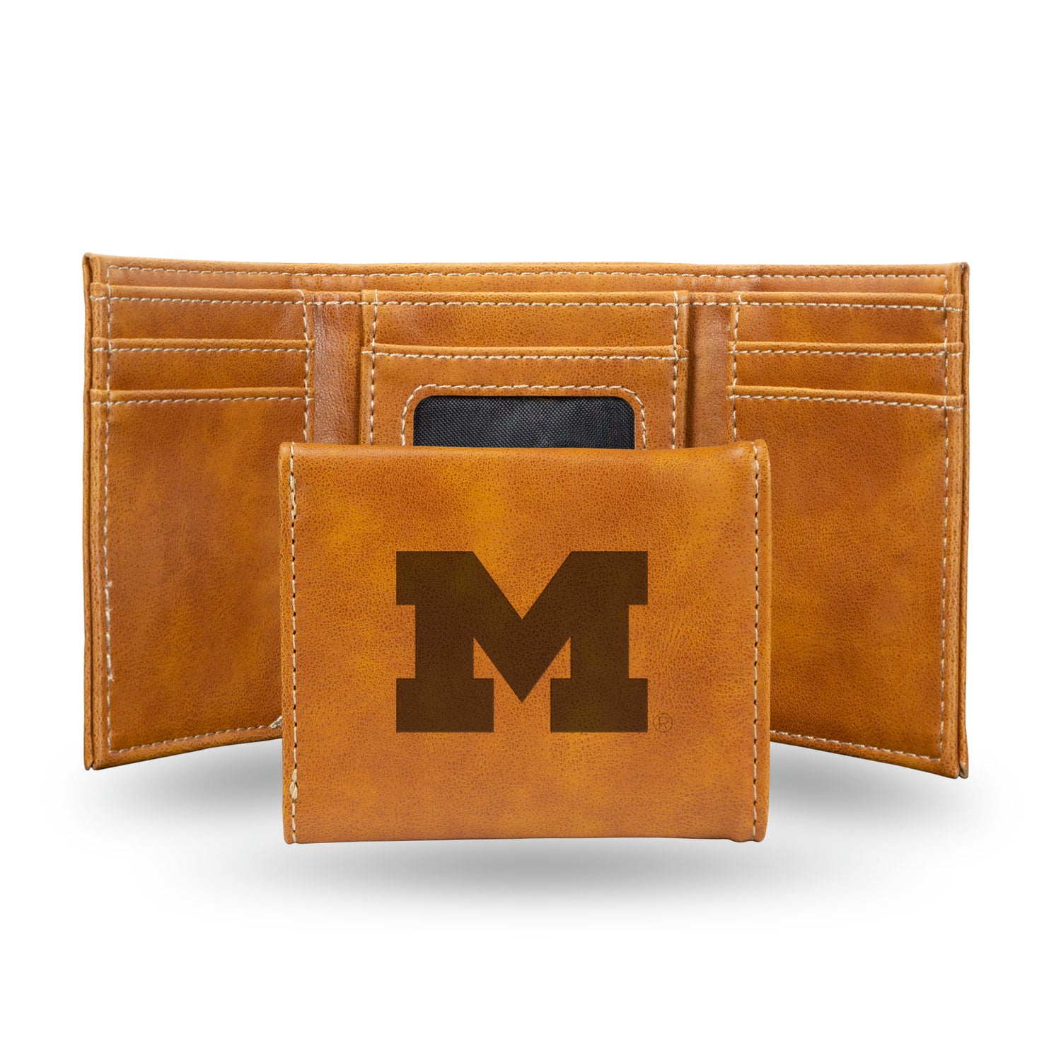 NCAA Michigan Wolverines Laser Engraved Tri-Fold Wallet Fan Gear NCAA Michigan Wolverines