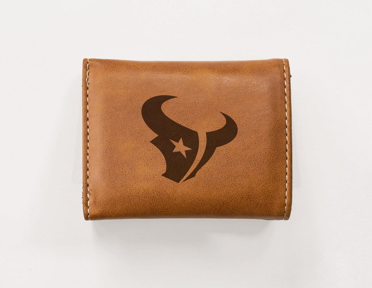 NFL Houston Texans Laser Engraved Trifold Wallet Fan Gear NFL Houston Texans