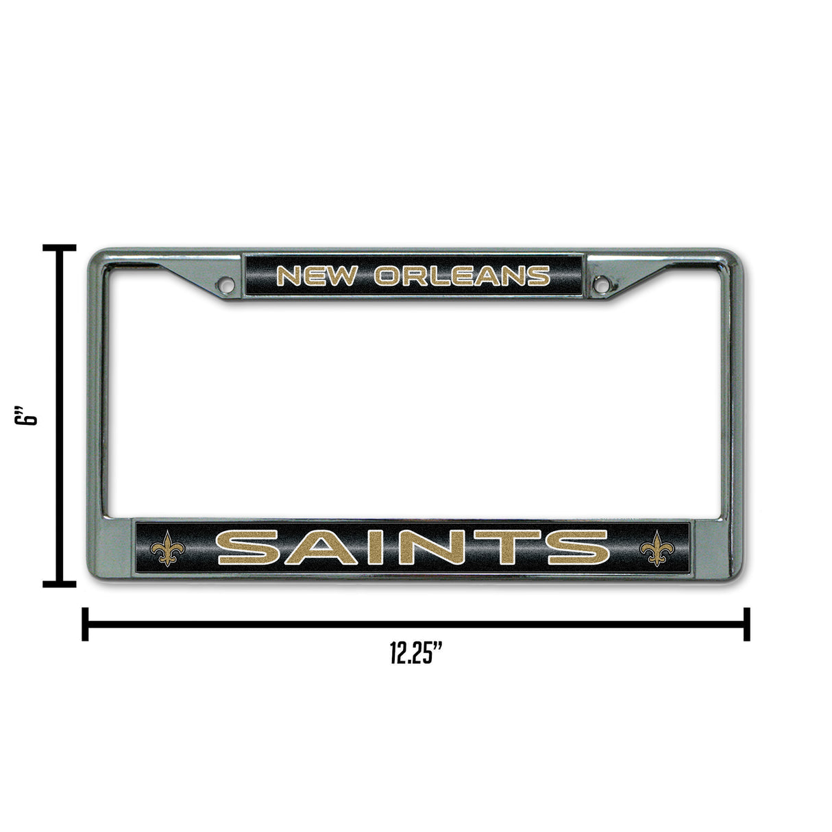 NFL New Orleans Saints Chrome Glitter License Plate Frame Fan Gear NFL New Orleans Saints