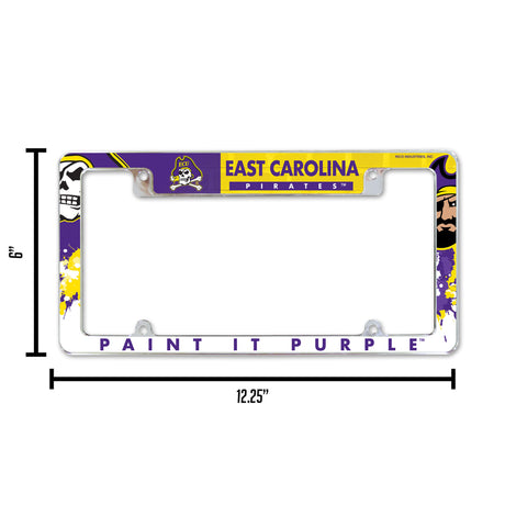 NCAA East Carolina Pirates All Over Chrome License Plate Frame Fan Gear NCAA East Carolina Pirates