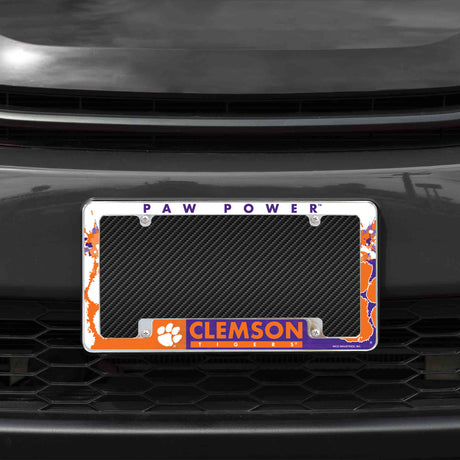 NCAA Clemson Tigers All Over Chrome License Plate Frame Fan Gear NCAA Clemson Tigers
