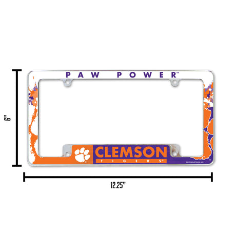 NCAA Clemson Tigers All Over Chrome License Plate Frame Fan Gear NCAA Clemson Tigers