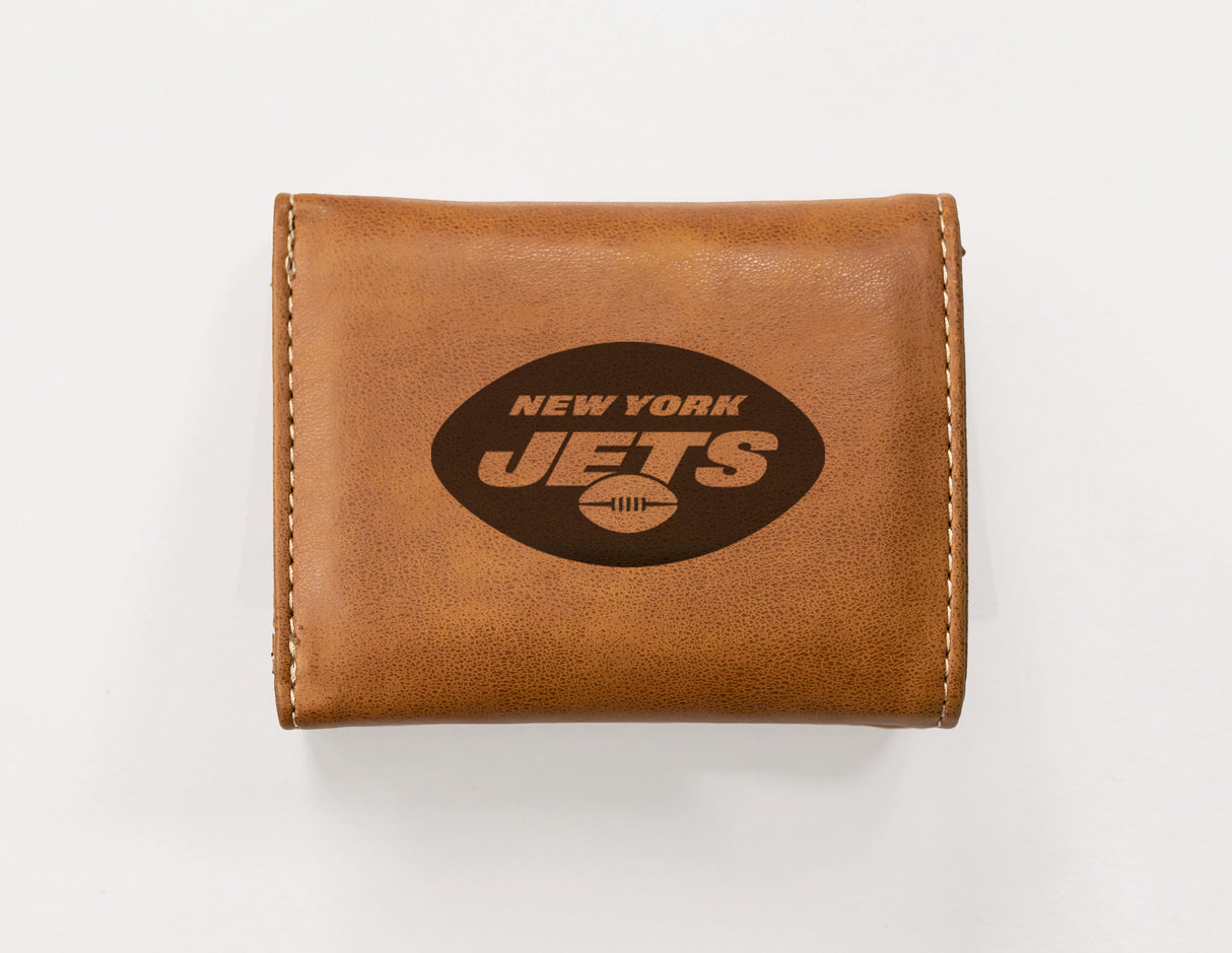 NFL New York Jets Laser Engraved Trifold Wallet Fan Gear NFL New York Jets