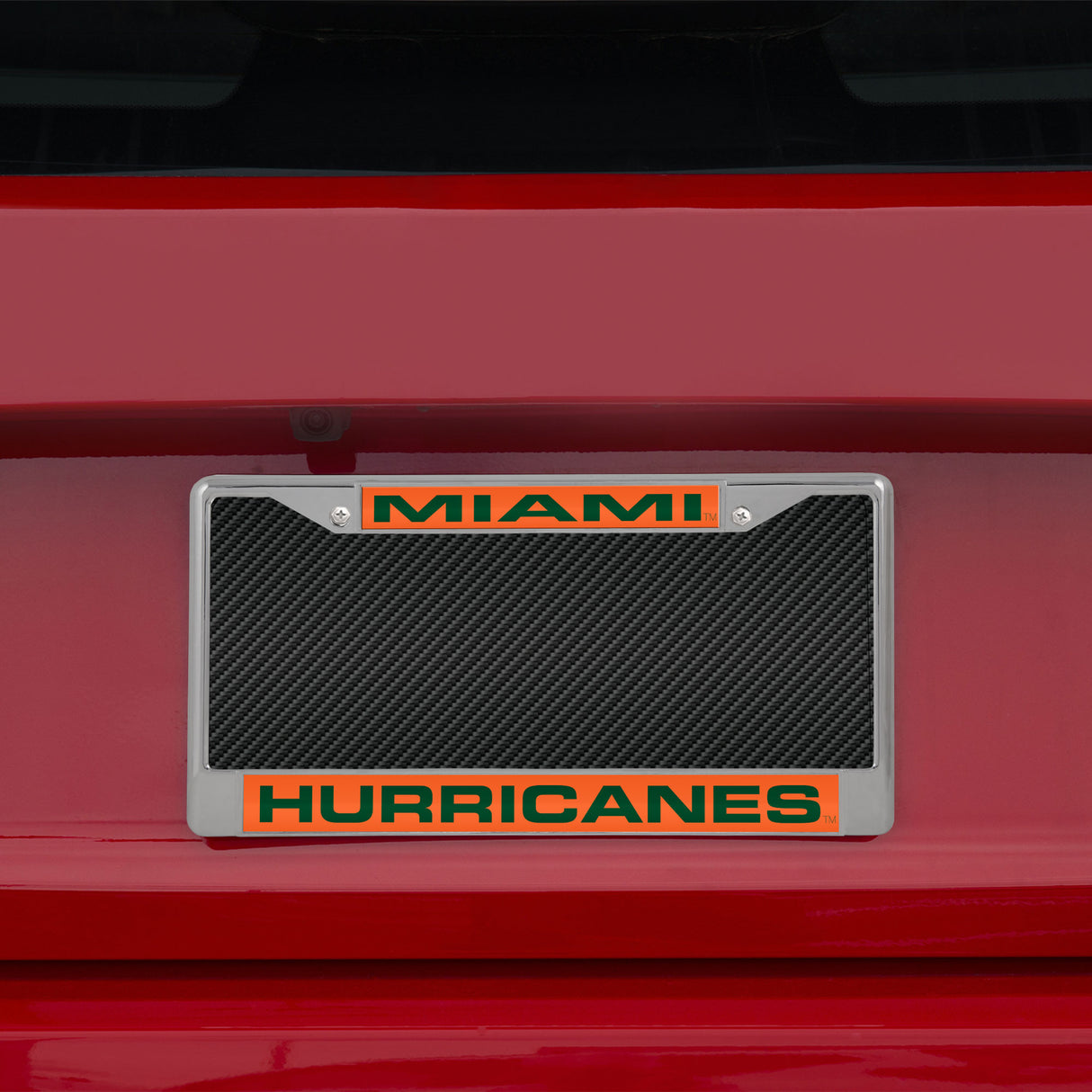 NCAA Miami Hurricanes - The U Laser Cut Chrome License Plate Frame Fan Gear NCAA Miami Hurricanes