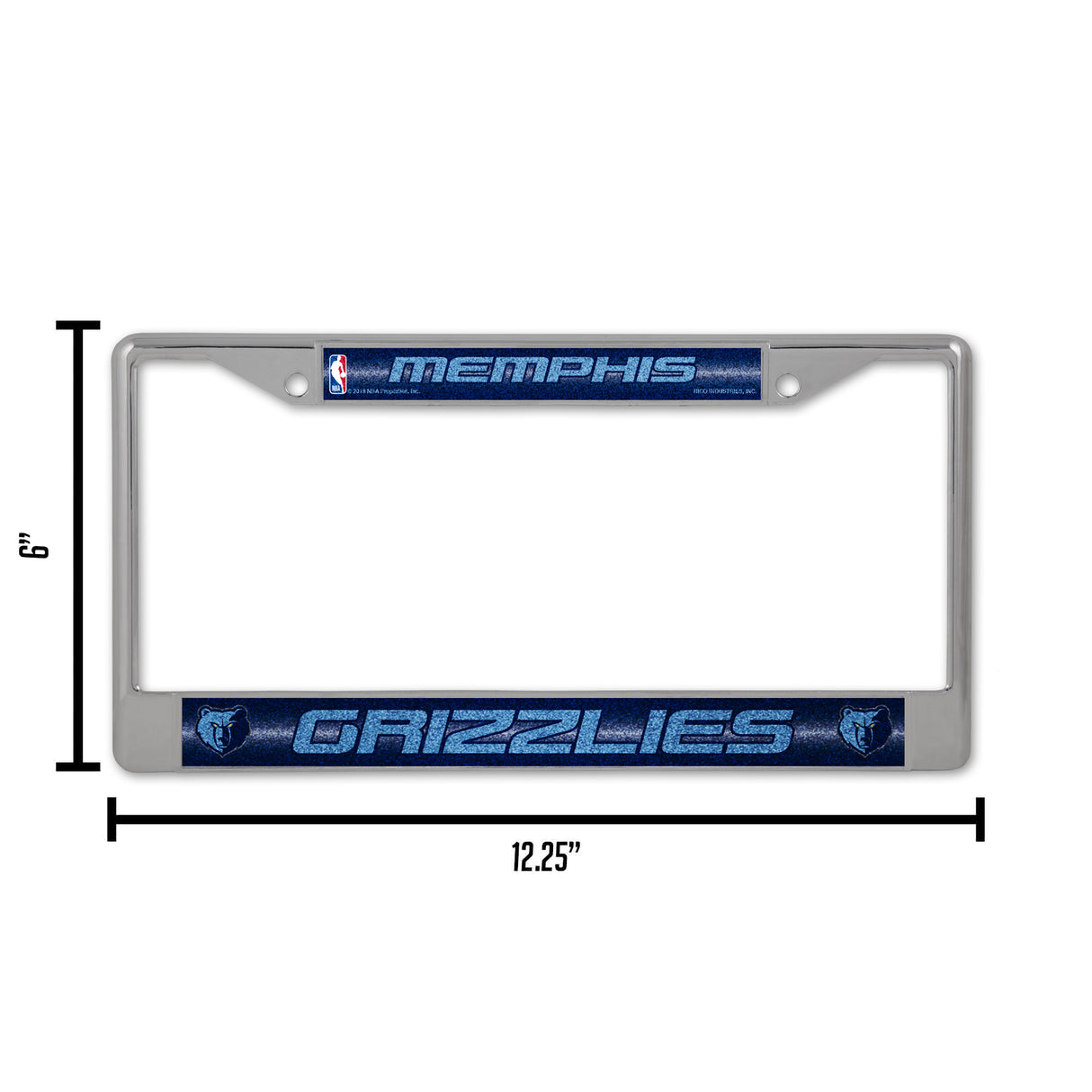 NBA Memphis Grizzlies Chrome Glitter License Plate Frame Fan Gear NBA Memphis Grizzlies