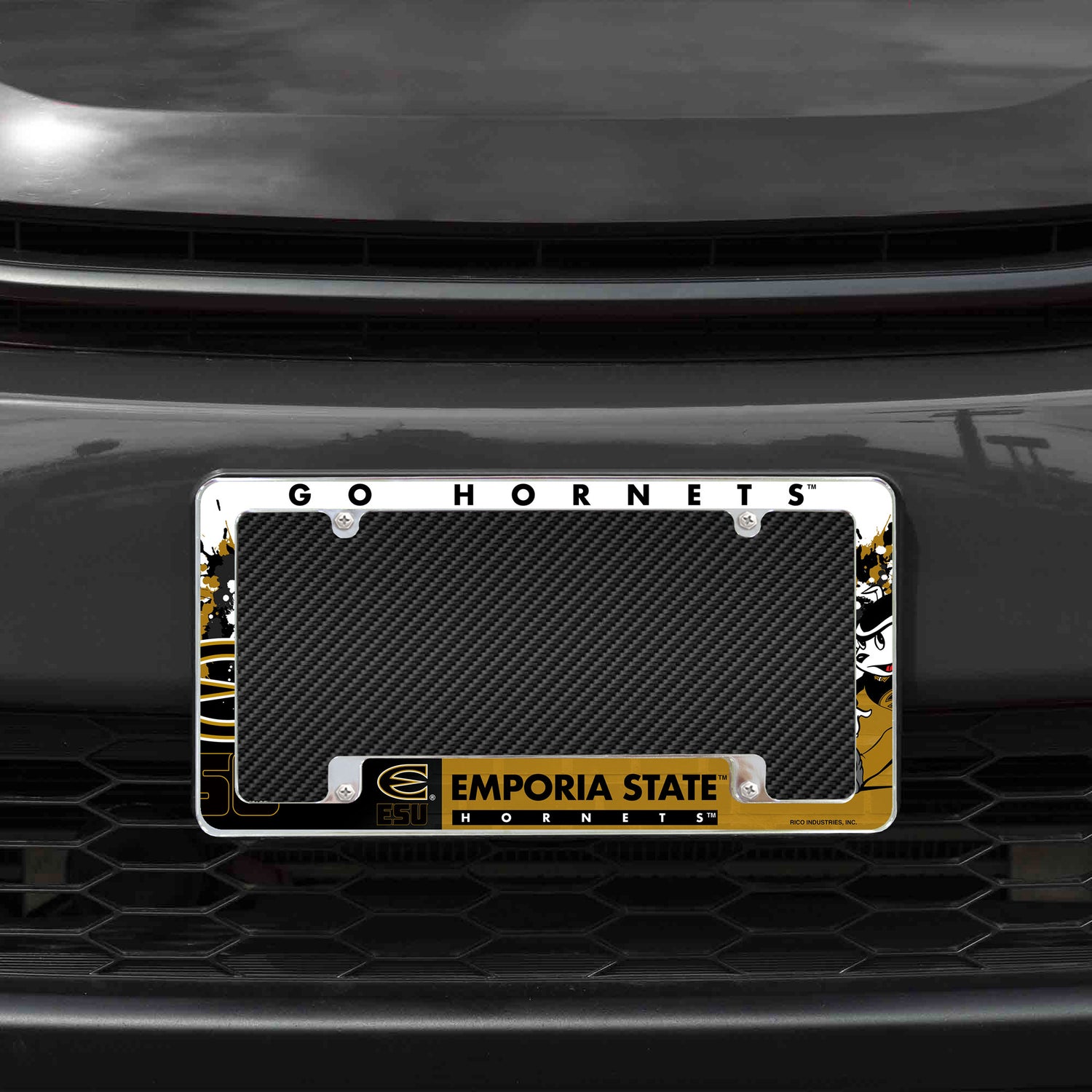 NCAA Emporia State Hornets All Over Chrome License Plate Frame Fan Gear NCAA Emporia State Hornets