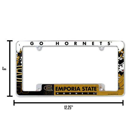 NCAA Emporia State Hornets All Over Chrome License Plate Frame Fan Gear NCAA Emporia State Hornets