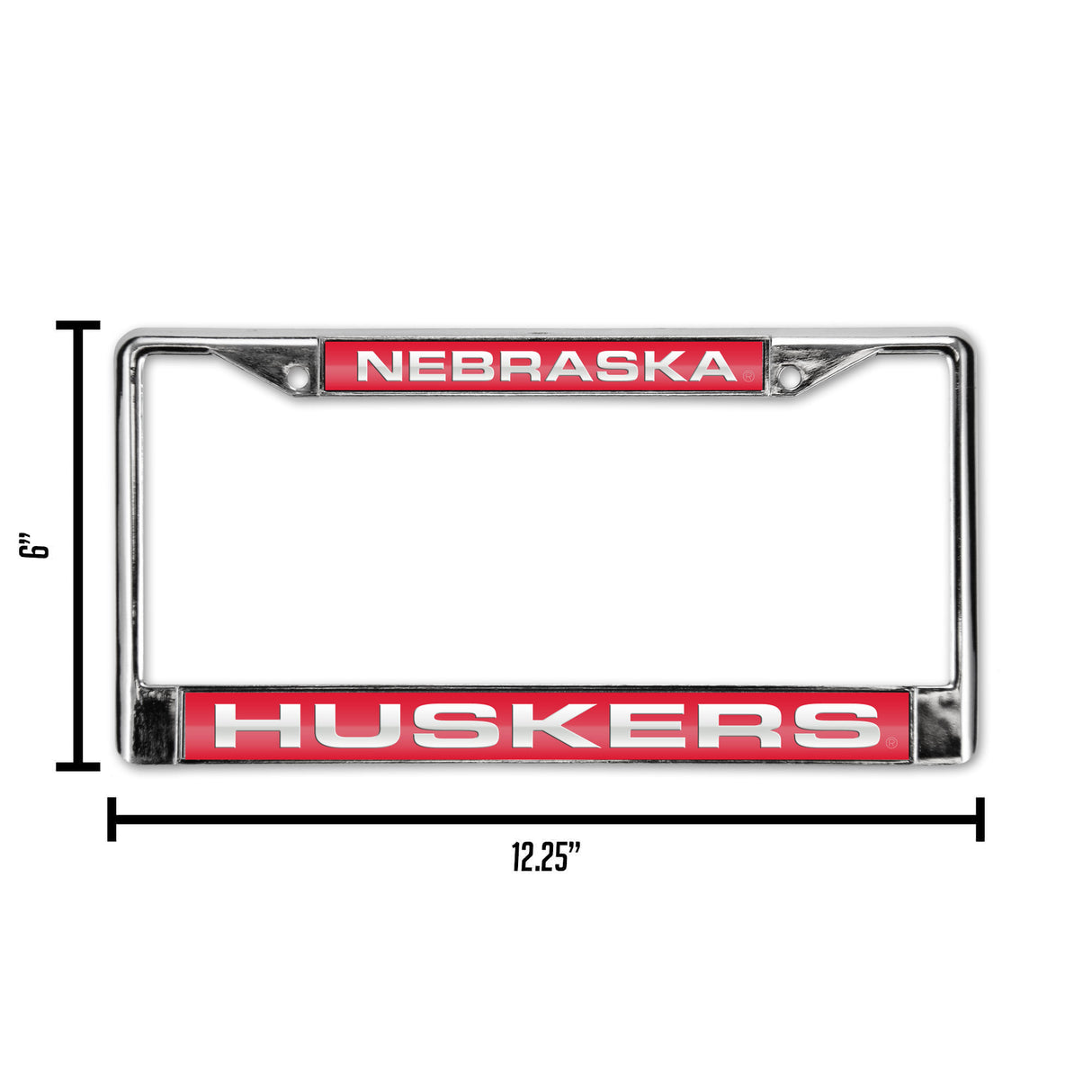 NCAA Nebraska Cornhuskers Laser Cut Chrome License Plate Frame Fan Gear NCAA Nebraska Cornhuskers