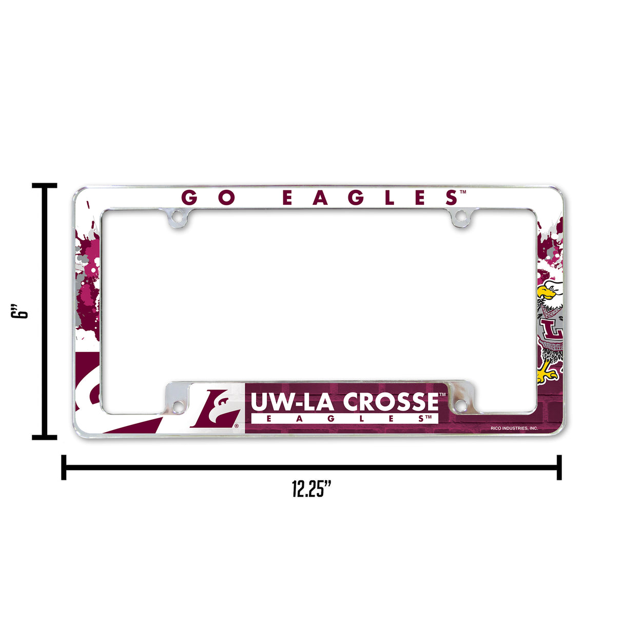 NCAA Wisconsin-La Crosse Eagles All Over Chrome License Plate Frame Fan Gear NCAA Wisconsin-La Crosse Eagles