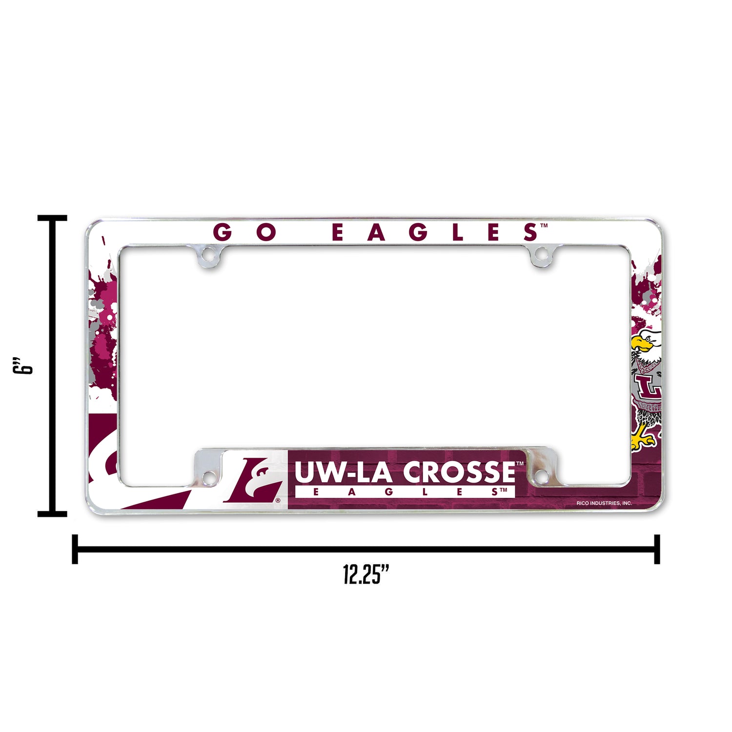 NCAA Wisconsin-La Crosse Eagles All Over Chrome License Plate Frame Fan Gear NCAA Wisconsin-La Crosse Eagles