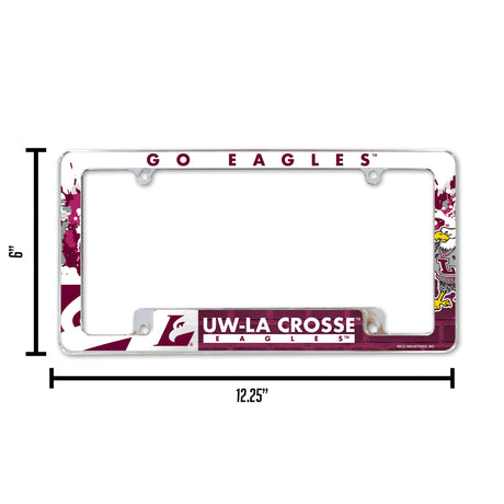 NCAA Wisconsin-La Crosse Eagles All Over Chrome License Plate Frame Fan Gear NCAA Wisconsin-La Crosse Eagles