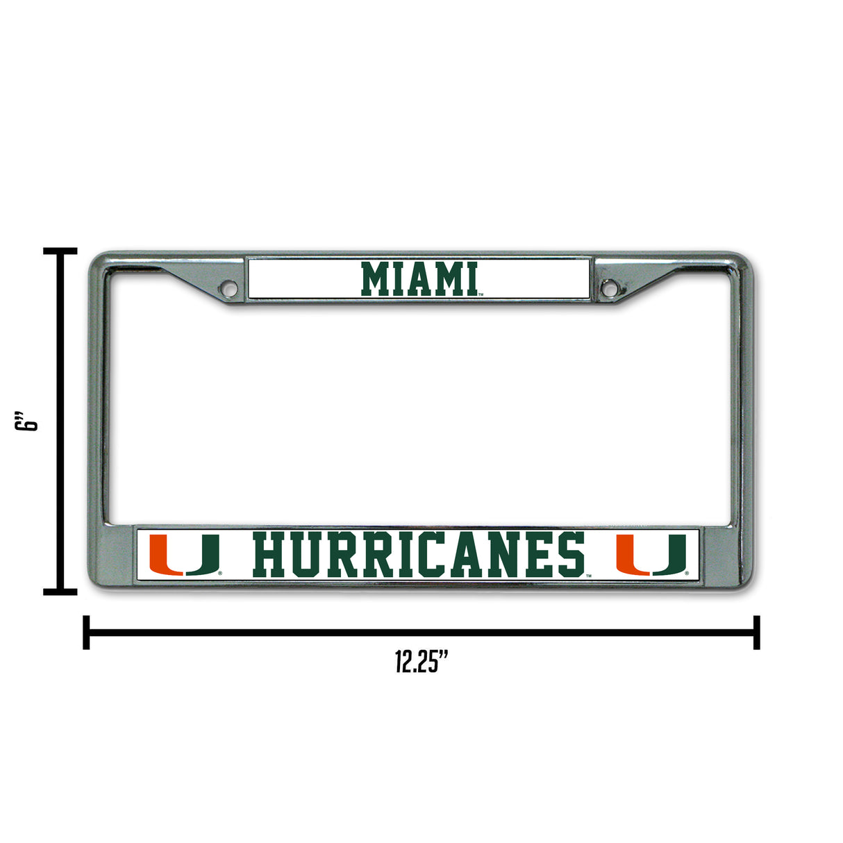 NCAA Miami Hurricanes - The U Chrome License Plate Frame Fan Gear NCAA Miami Hurricanes
