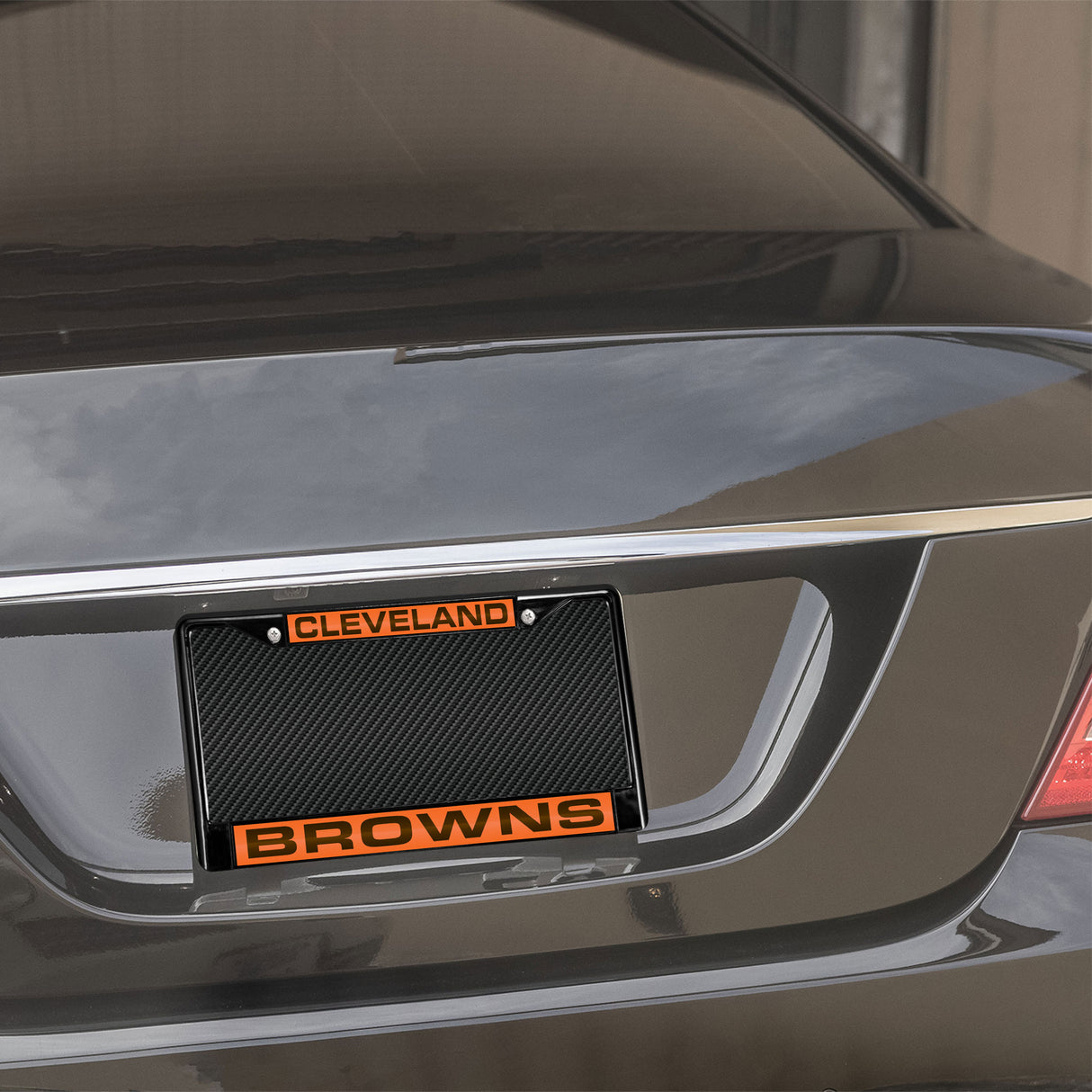 NFL Cleveland Browns Laser Cut Black Chrome License Plate Frame Fan Gear NFL Cleveland Browns
