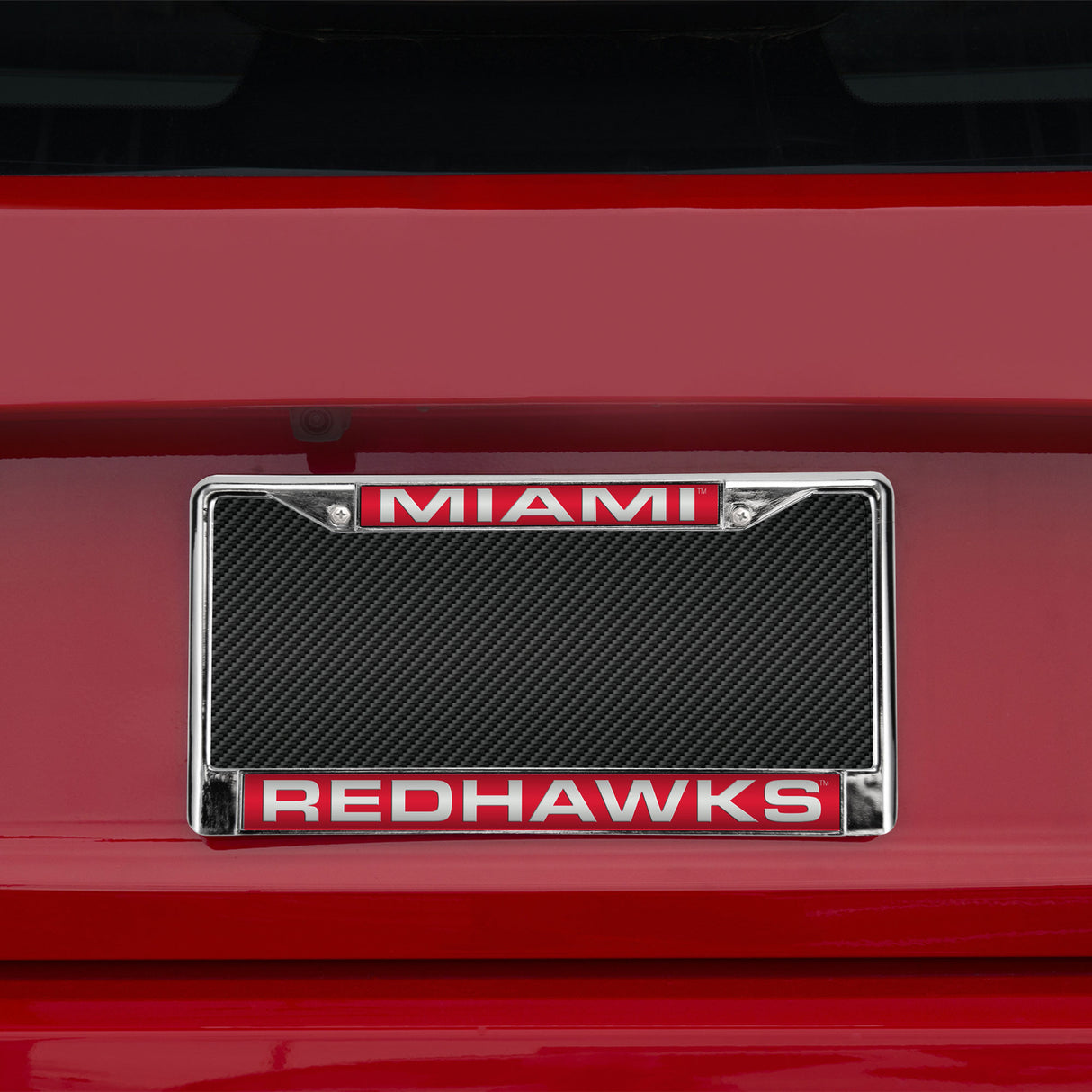 NCAA Miami of Ohio Redhawks Laser Cut Chrome License Plate Frame Fan Gear NCAA Miami of Ohio Redhawks