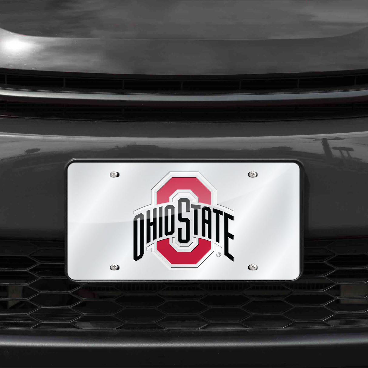 NCAA Ohio State Buckeyes Silver Laser Cut Automobile Tag Fan Gear NCAA Ohio State Buckeyes