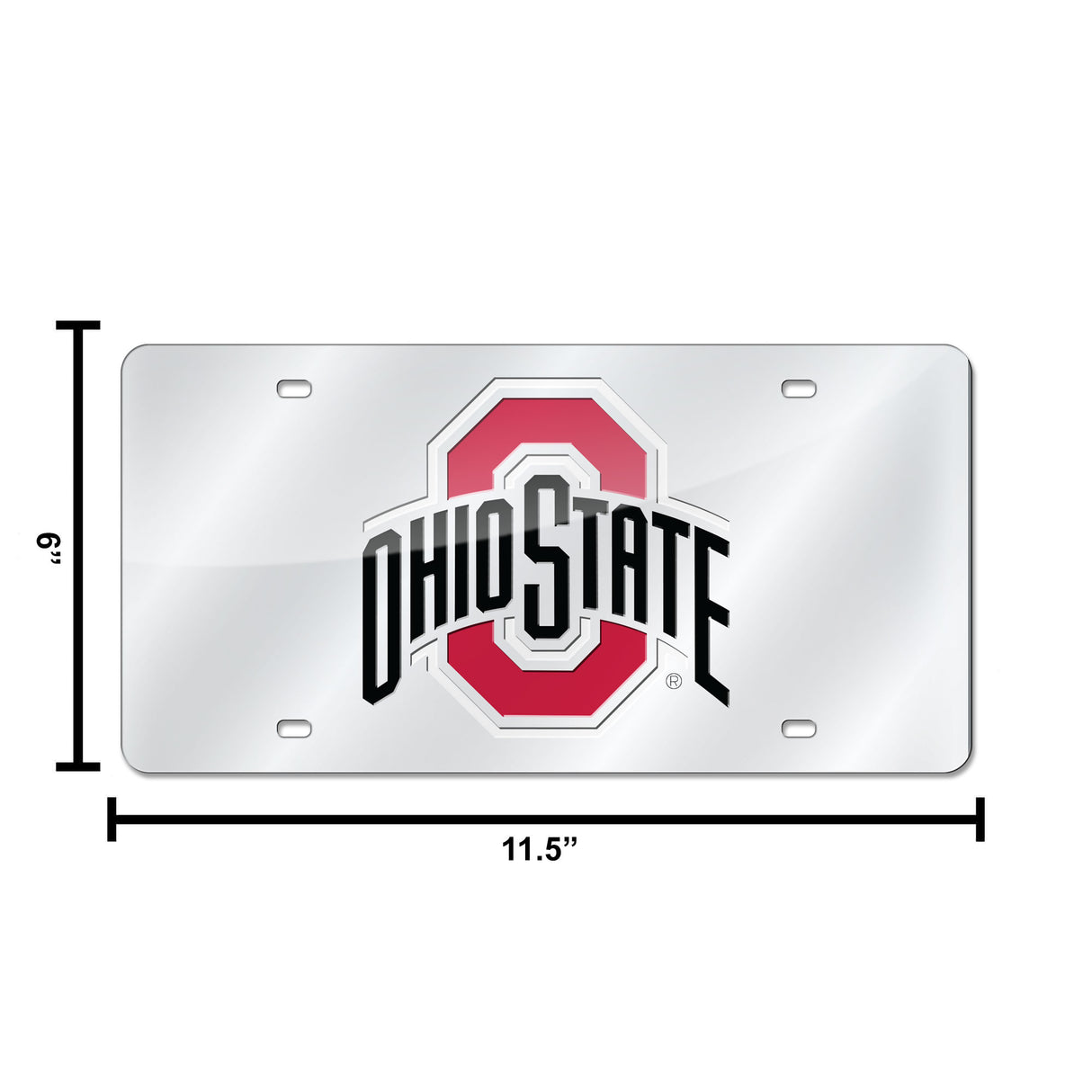 NCAA Ohio State Buckeyes Silver Laser Cut Automobile Tag Fan Gear NCAA Ohio State Buckeyes