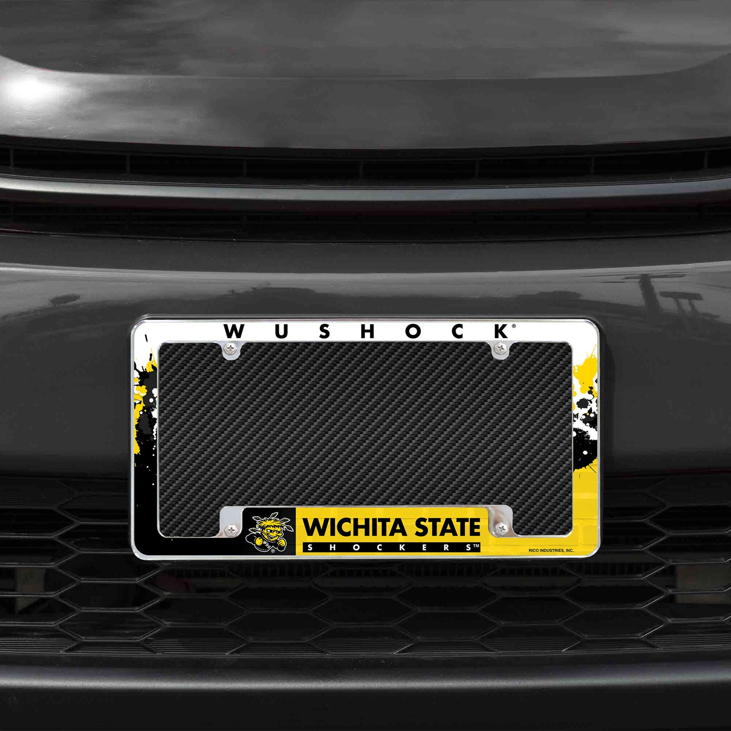 NCAA Wichita State Shockers All Over Chrome License Plate Frame Fan Gear NCAA Wichita State Shockers
