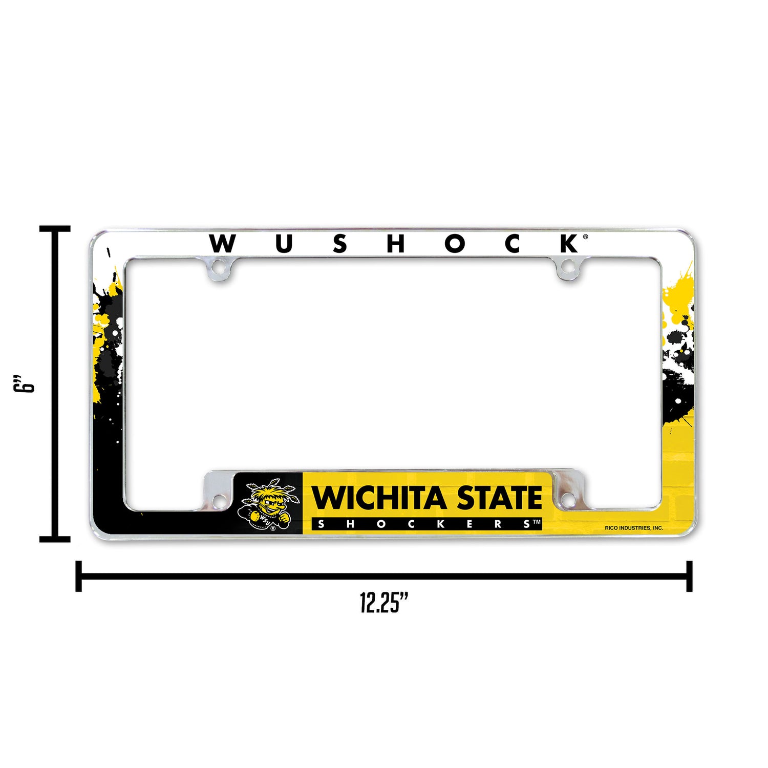 NCAA Wichita State Shockers All Over Chrome License Plate Frame Fan Gear NCAA Wichita State Shockers