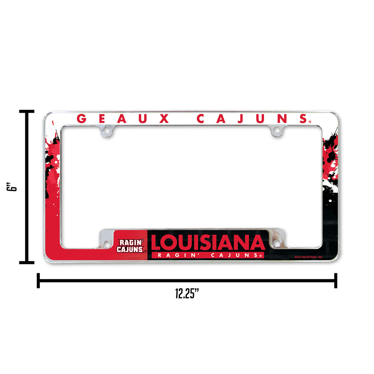 NCAA Louisiana-Lafayette Ragin Cajuns All Over Chrome License Plate Frame Fan Gear NCAA Louisiana-Lafayette Ragin Cajuns
