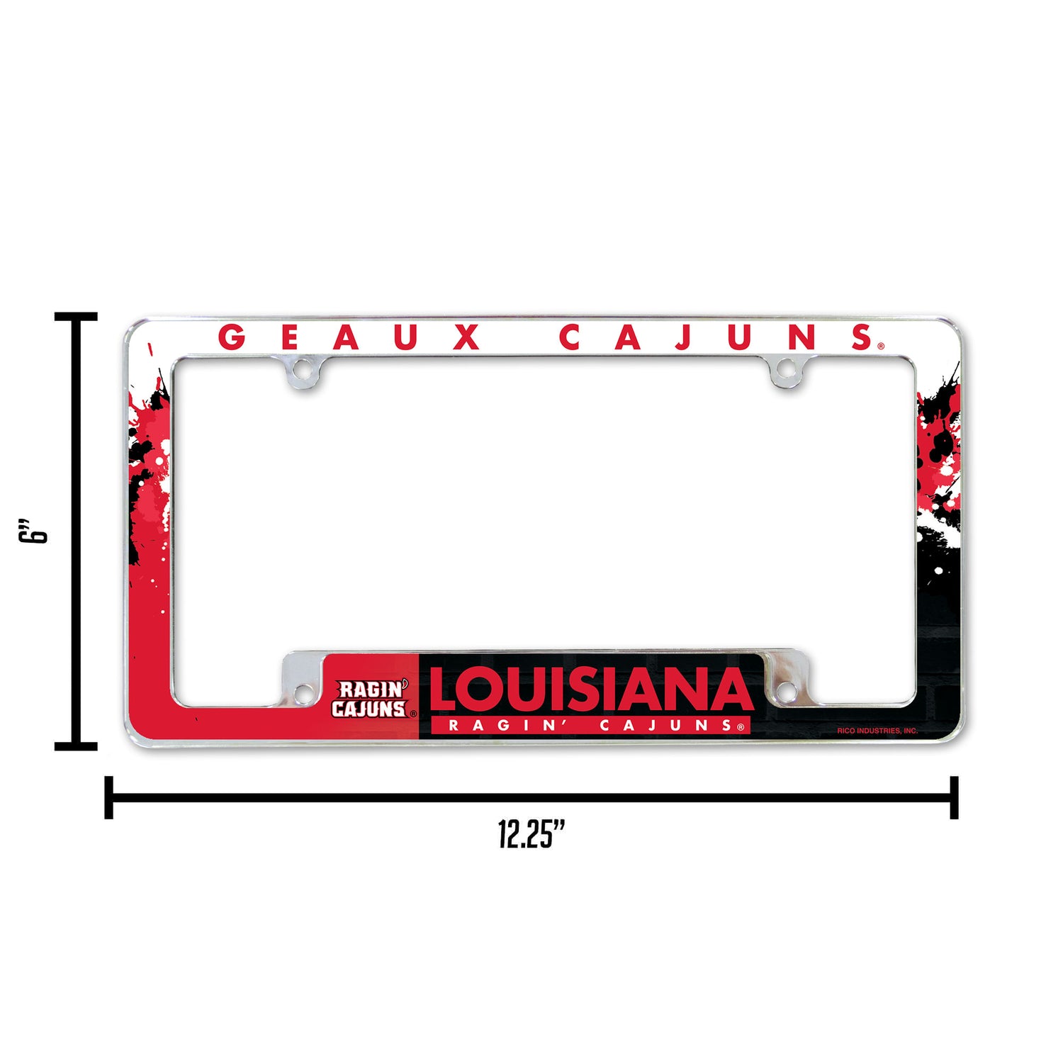NCAA Louisiana-Lafayette Ragin Cajuns All Over Chrome License Plate Frame Fan Gear NCAA Louisiana-Lafayette Ragin Cajuns