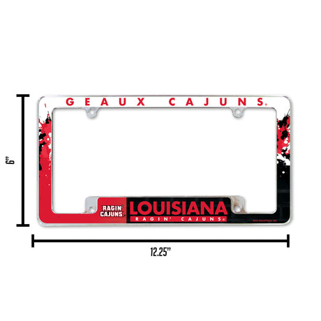 NCAA Louisiana-Lafayette Ragin Cajuns All Over Chrome License Plate Frame Fan Gear NCAA Louisiana-Lafayette Ragin Cajuns