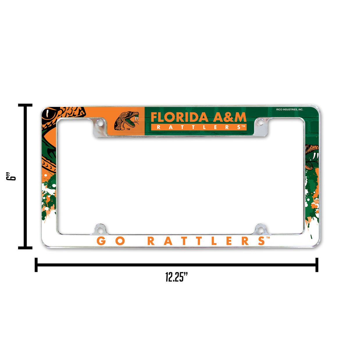 NCAA Florida A&M Rattlers - FAMU All Over Chrome License Plate Frame Fan Gear NCAA Florida A&M Rattlers