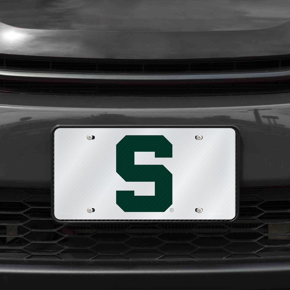 NCAA Michigan State Spartans Silver Laser Cut Automobile Tag Fan Gear NCAA Michigan State Spartans