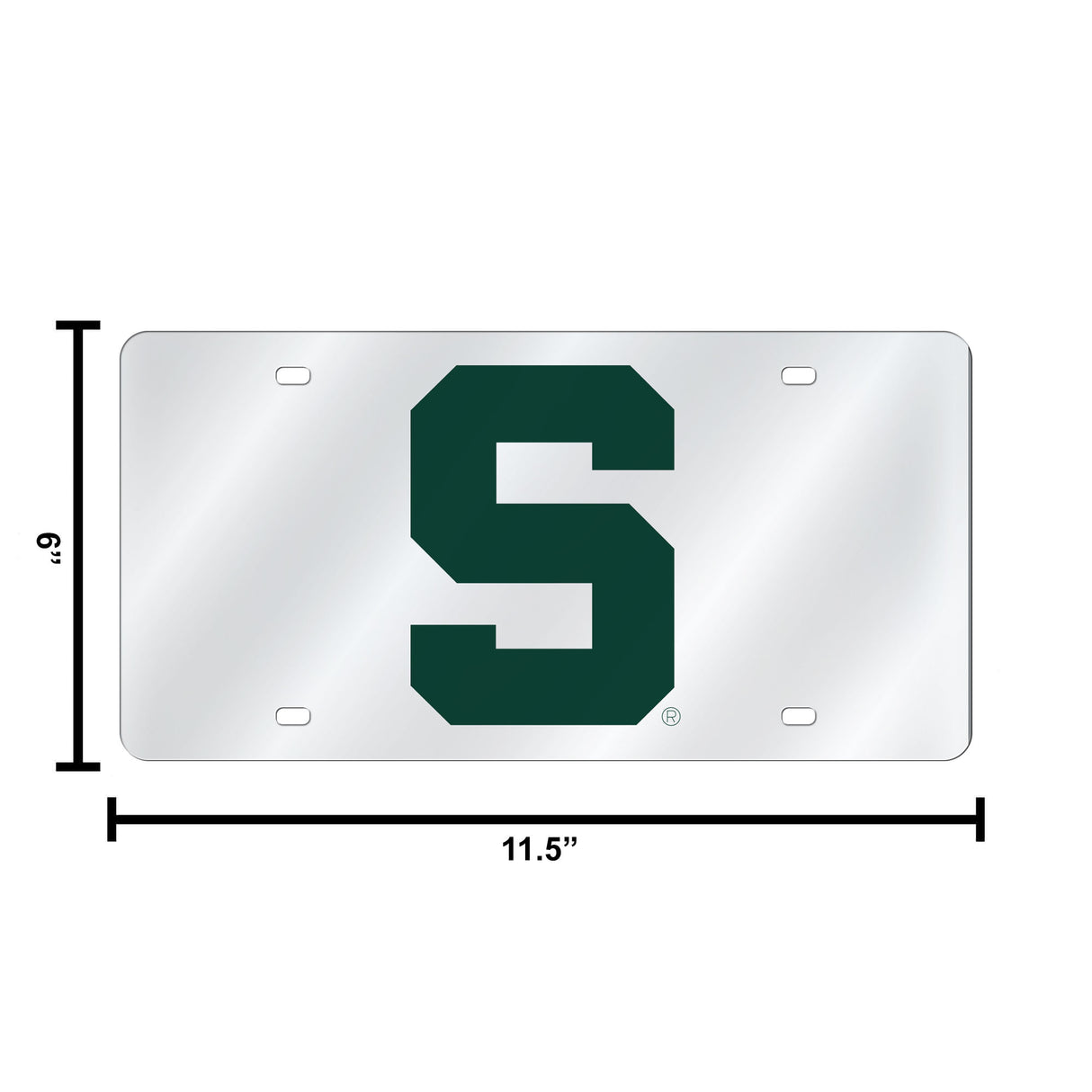 NCAA Michigan State Spartans Silver Laser Cut Automobile Tag Fan Gear NCAA Michigan State Spartans