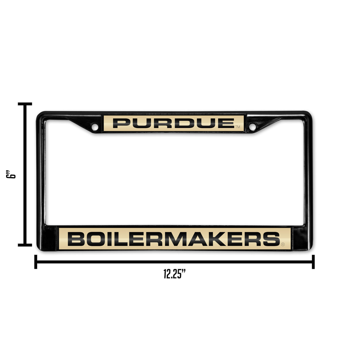 NCAA Purdue Boilermakers Laser Cut Black Chrome License Plate Frame Fan Gear NCAA Purdue Boilermakers