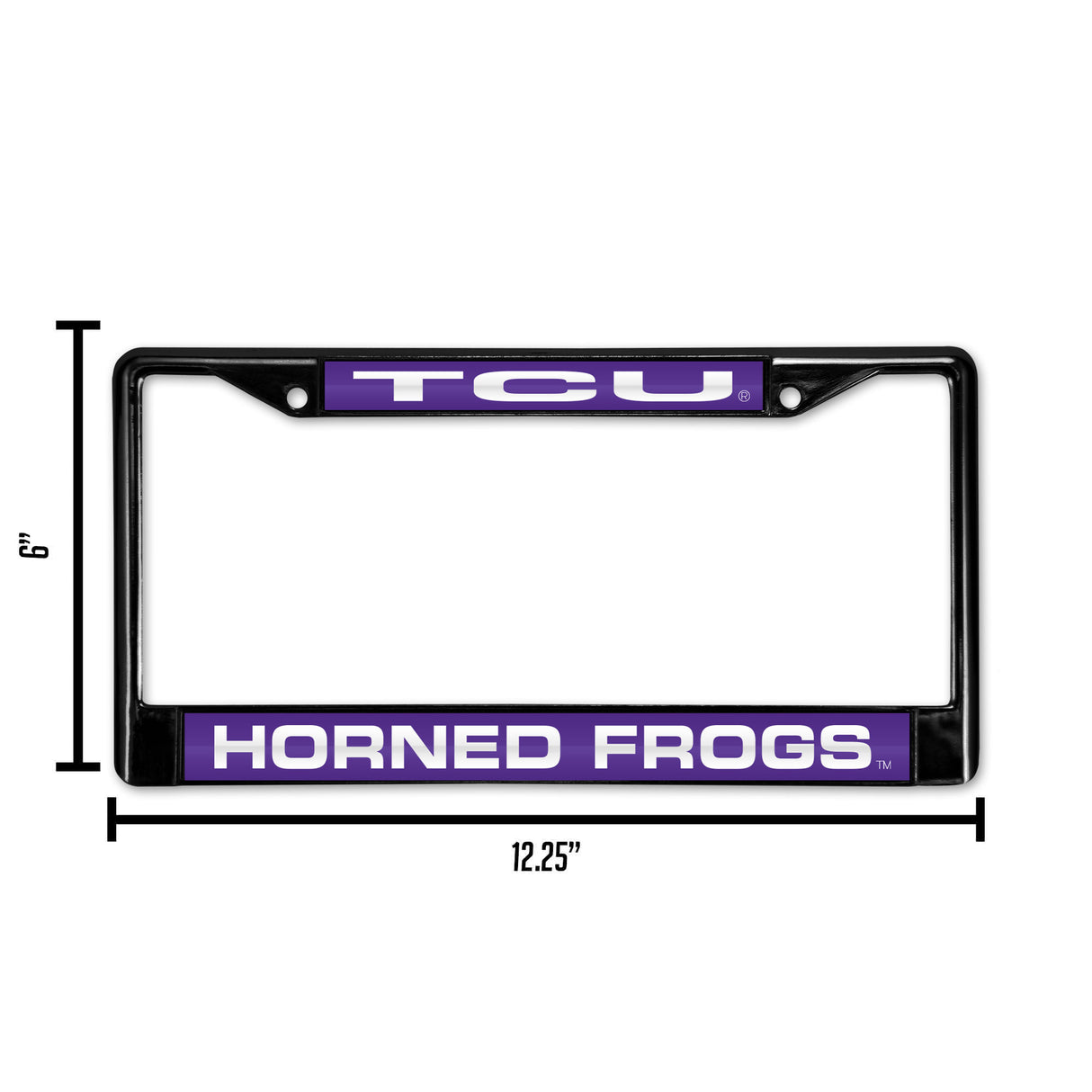 NCAA TCU Horned Frogs Laser Cut Black Chrome License Plate Frame Fan Gear NCAA TCU Horned Frogs
