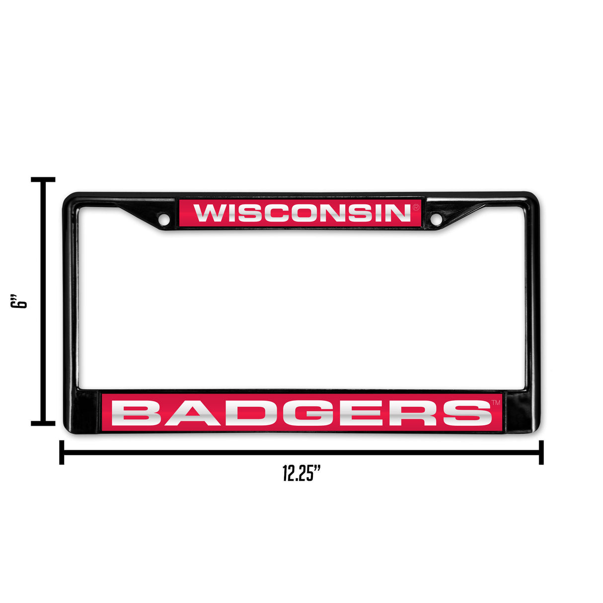 NCAA Wisconsin Badgers Laser Cut Black Chrome License Plate Frame Fan Gear NCAA Wisconsin Badgers