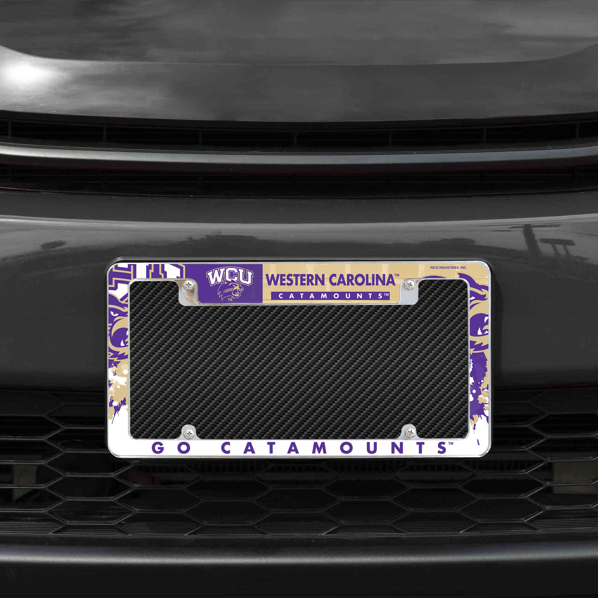 NCAA Western Carolina Catamounts All Over Chrome License Plate Frame Fan Gear NCAA Western Carolina Catamounts