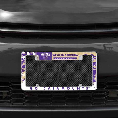 NCAA Western Carolina Catamounts All Over Chrome License Plate Frame Fan Gear NCAA Western Carolina Catamounts