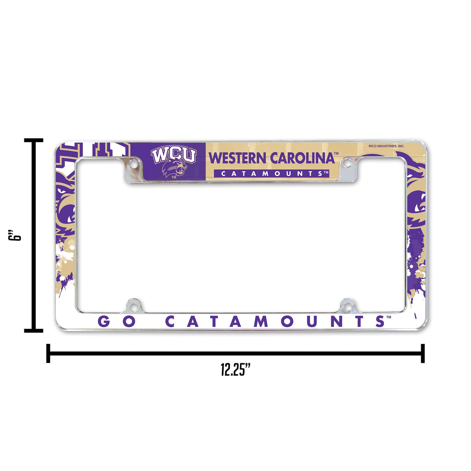 NCAA Western Carolina Catamounts All Over Chrome License Plate Frame Fan Gear NCAA Western Carolina Catamounts