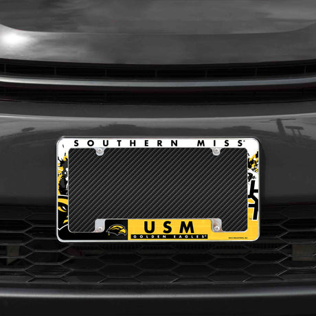 NCAA Southern Mississippi Golden Eagles All Over Chrome License Plate Frame Fan Gear NCAA Southern Mississippi Golden Eagles