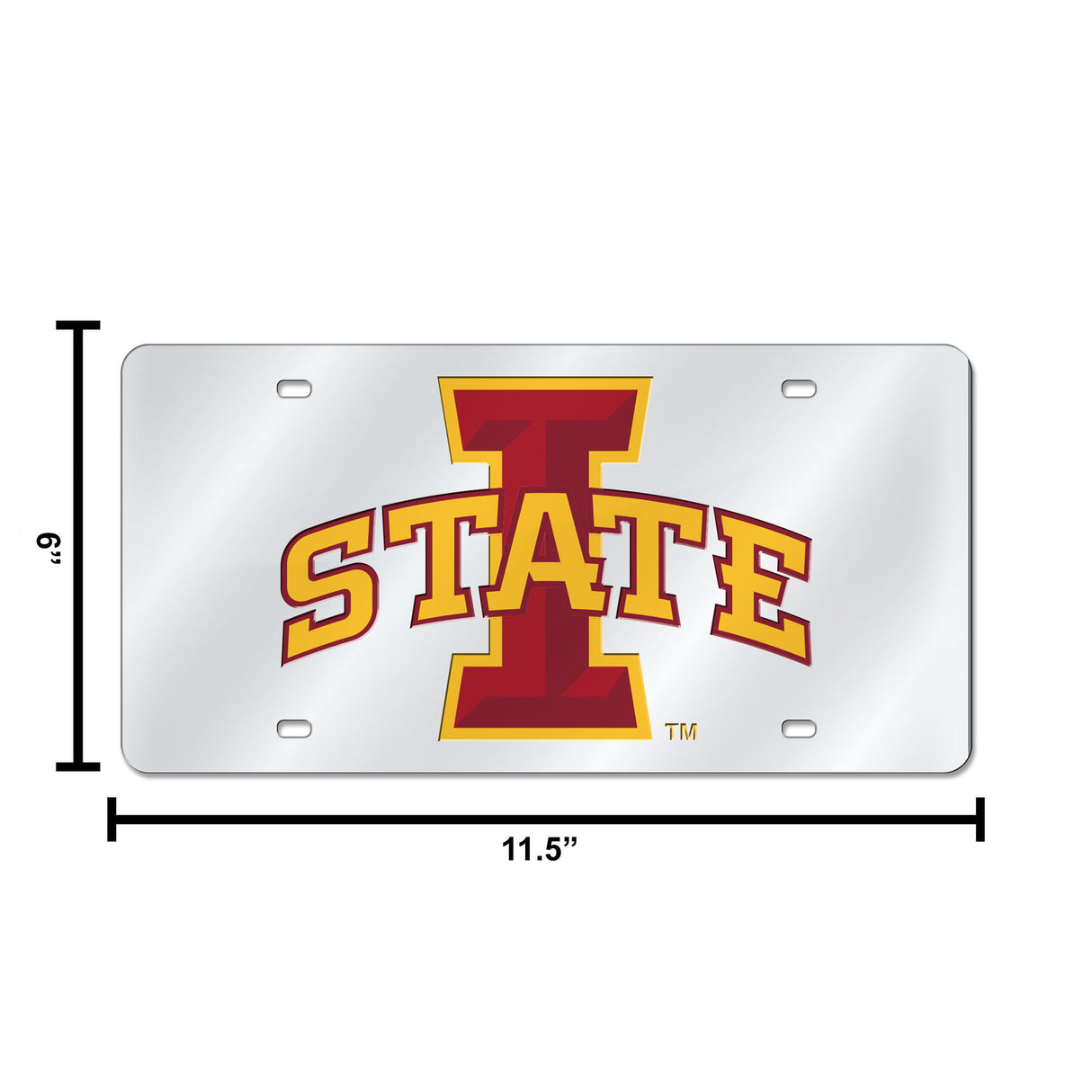 NCAA Iowa State Cyclones Silver Laser Cut Automobile Tag Fan Gear NCAA Iowa State Cyclones