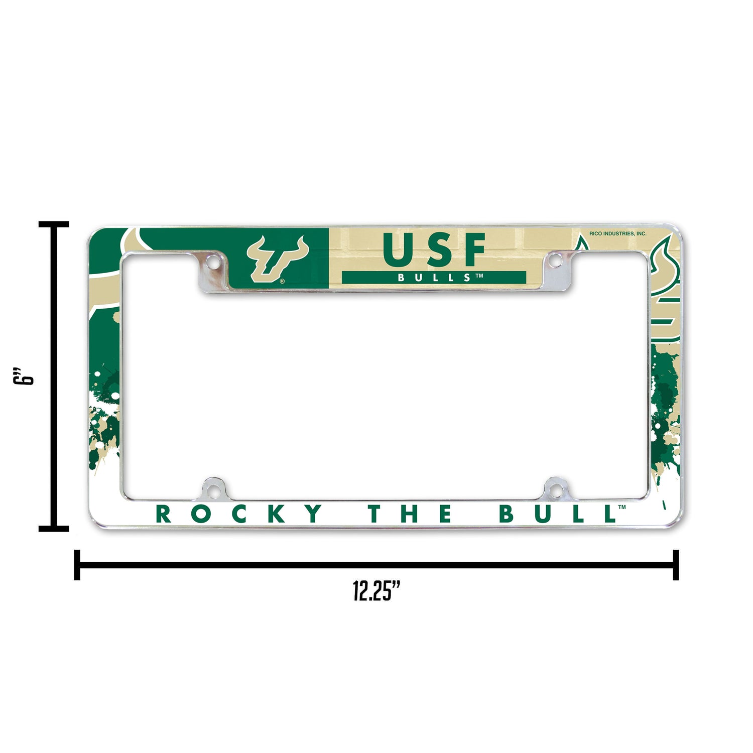 NCAA South Florida Bulls - USF All Over Chrome License Plate Frame Fan Gear NCAA South Florida Bulls