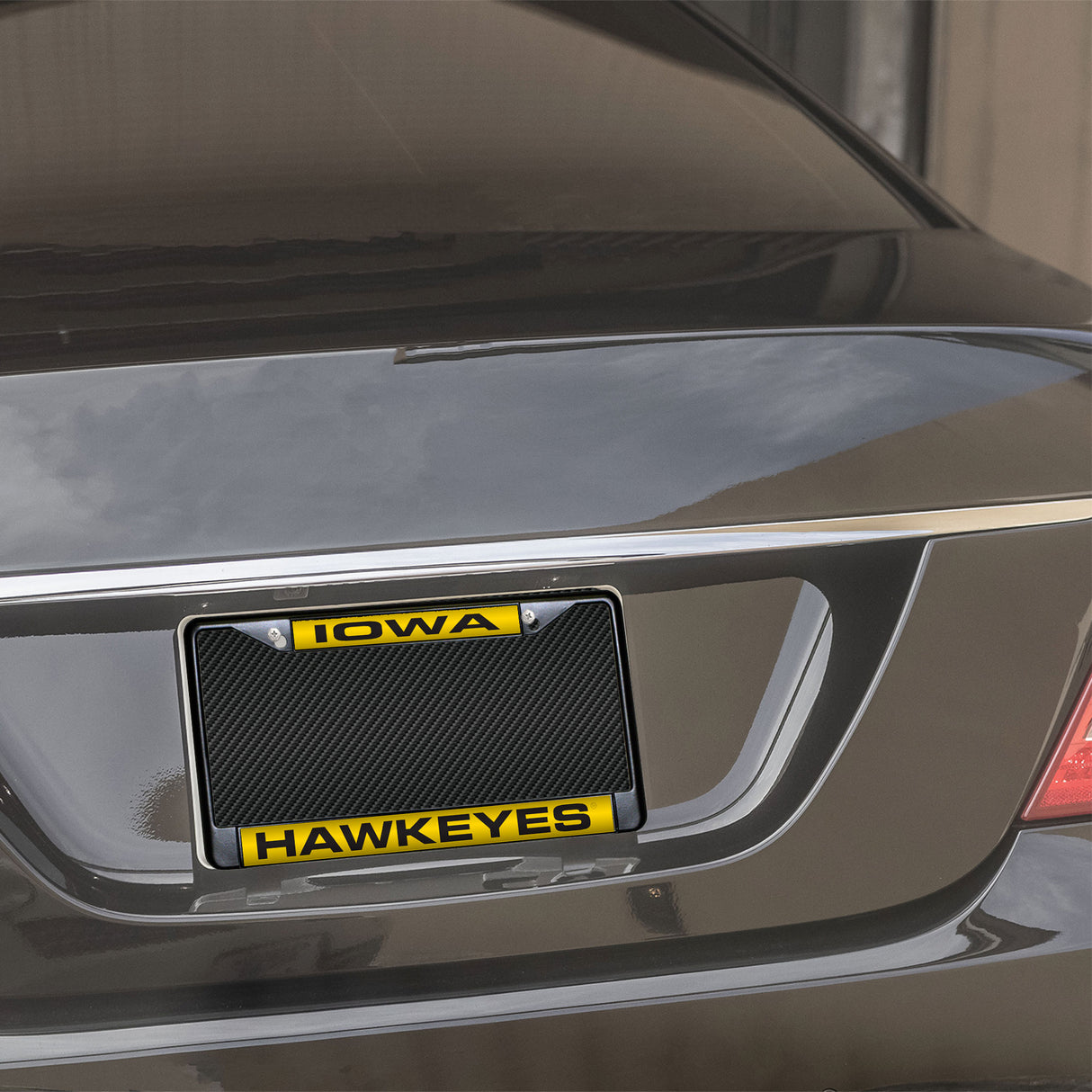 NCAA Iowa Hawkeyes Laser Cut Black Chrome License Plate Frame Fan Gear NCAA Iowa Hawkeyes