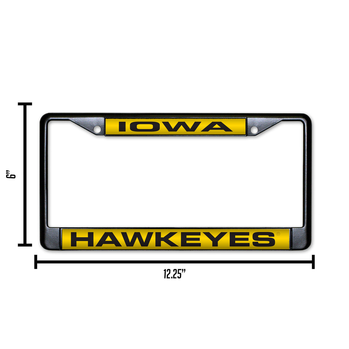 NCAA Iowa Hawkeyes Laser Cut Black Chrome License Plate Frame Fan Gear NCAA Iowa Hawkeyes