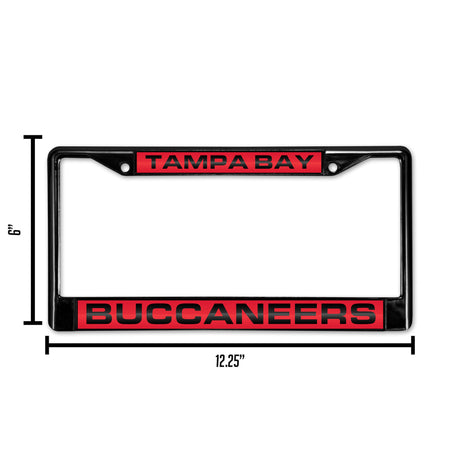 NFL Tampa Bay Buccaneers Laser Cut Black Chrome License Plate Frame Fan Gear NFL Tampa Bay Buccaneers