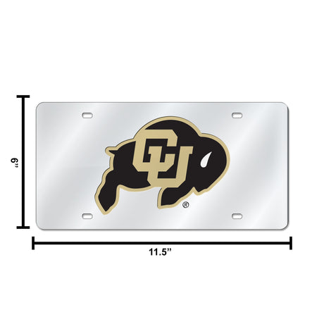 NCAA Colorado Buffaloes Silver Laser Cut Automobile Tag Fan Gear NCAA Colorado Buffaloes
